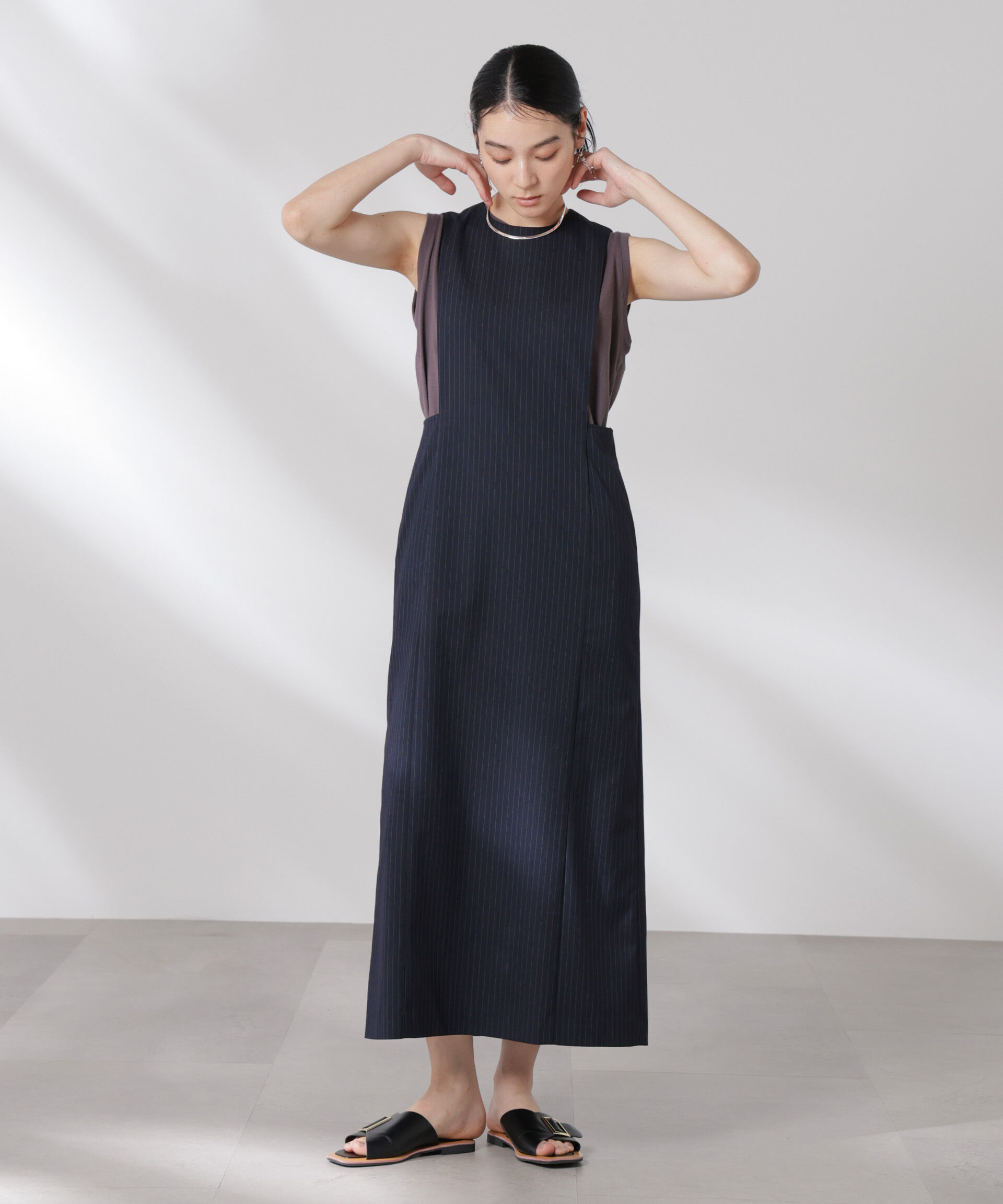 nano･universe「サイドオープンエプロンワンピース」|ワンピース|