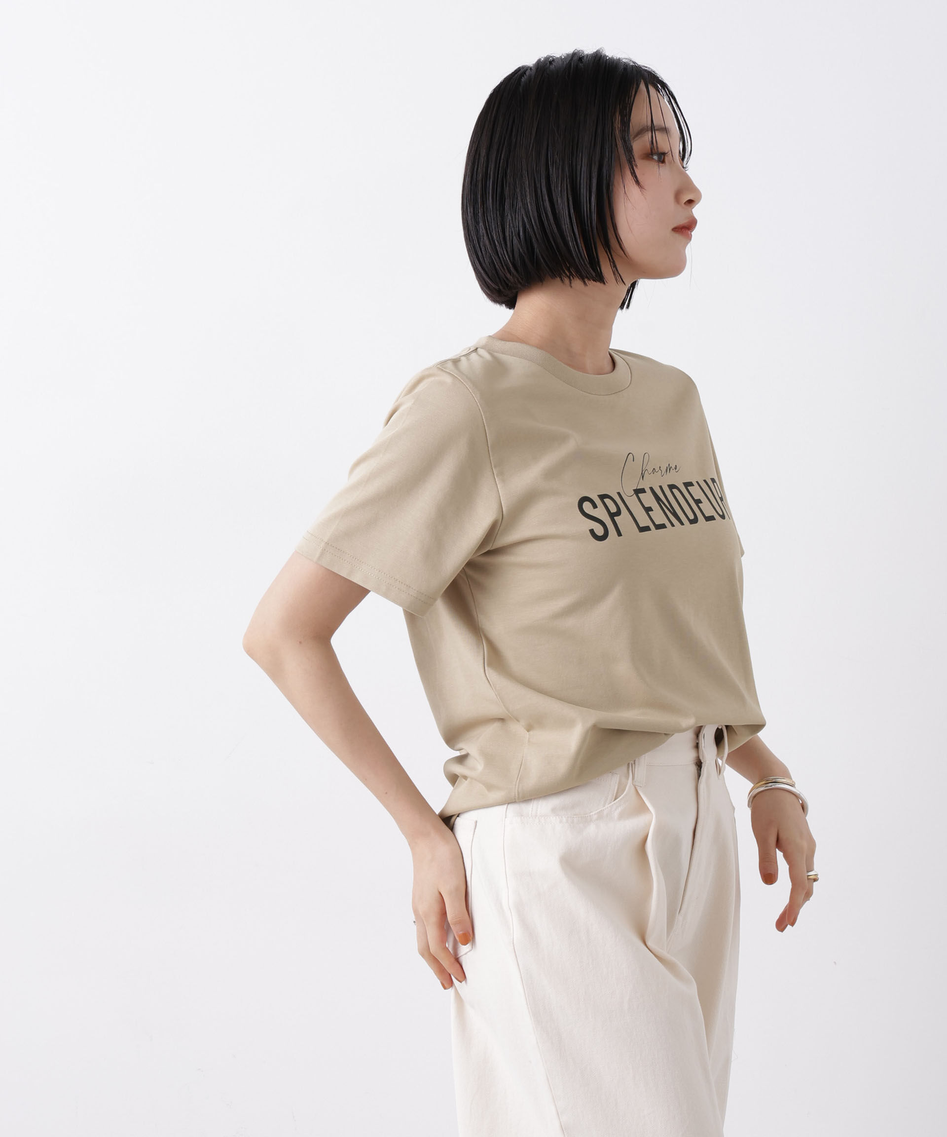 nano･universe「接触冷感&紫外線防止機能 ロゴプリントTシャツ」|Tシャツ・カットソー|