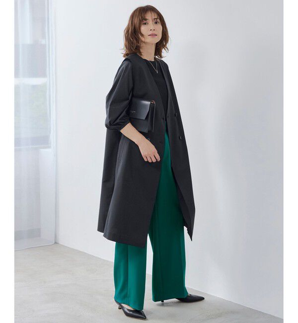 自由区「【カタログ掲載・洗える】ハイツイストコットンアセテート異素材コンビ トップス」|ニット・セーター|