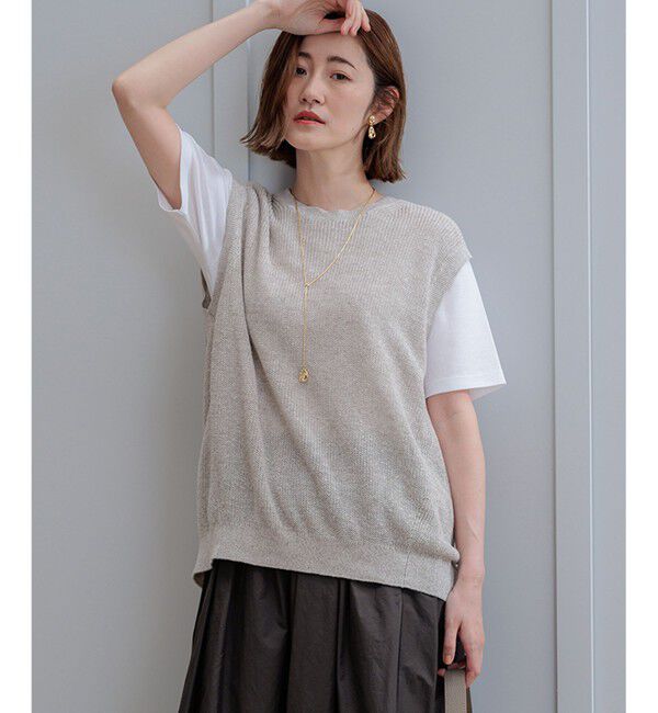 23区「【洗える】ピュアリネン ニット ベスト」|ニット・セーター|ブラウン系5