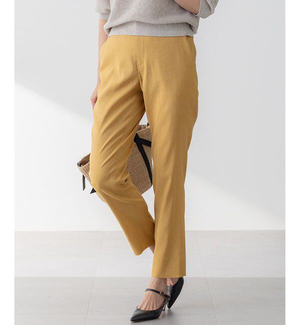 23区「【洗える】リネンレーヨンストレッチ テーパード パンツ」|その他|イエロー系