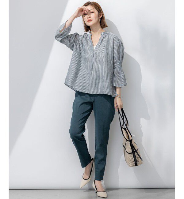 23区「【洗える】リネンレーヨンストレッチ テーパード パンツ」|その他|