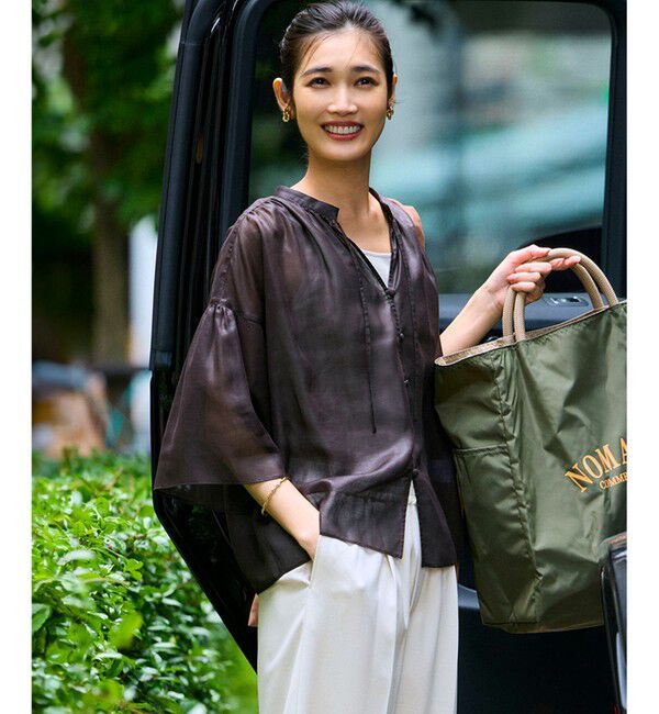 23区「【洗える】ソフトシアーフィルム ギャザー ブラウス」|シャツ・ブラウス|ﾀﾞｰｸﾌﾞ