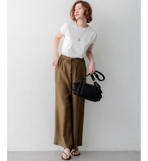 23区「【WEB&一部店舗限定カラーあり】スビンハイツイスト フレンチスリーブ Tシャツ」|Tシャツ・カットソー|