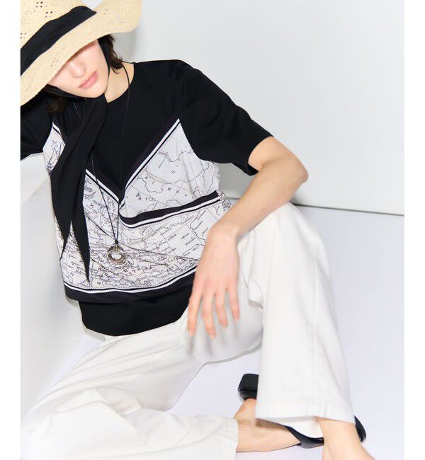 23区「スカーフコンビジャージー カットソー」|Tシャツ・カットソー|