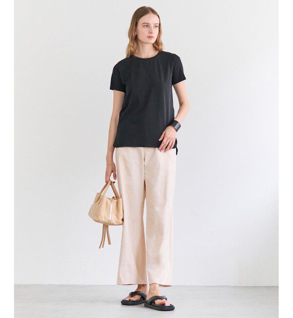 BEIGE,「BROIS / コットンストレッチシャツテールTシャツ」|Tシャツ・カットソー|