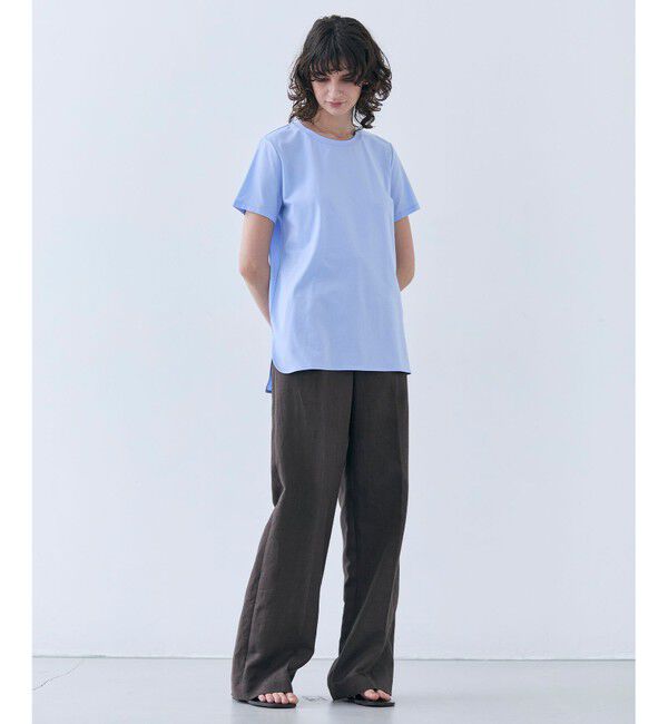 BEIGE,「BROIS / コットンストレッチシャツテールTシャツ」|Tシャツ・カットソー|