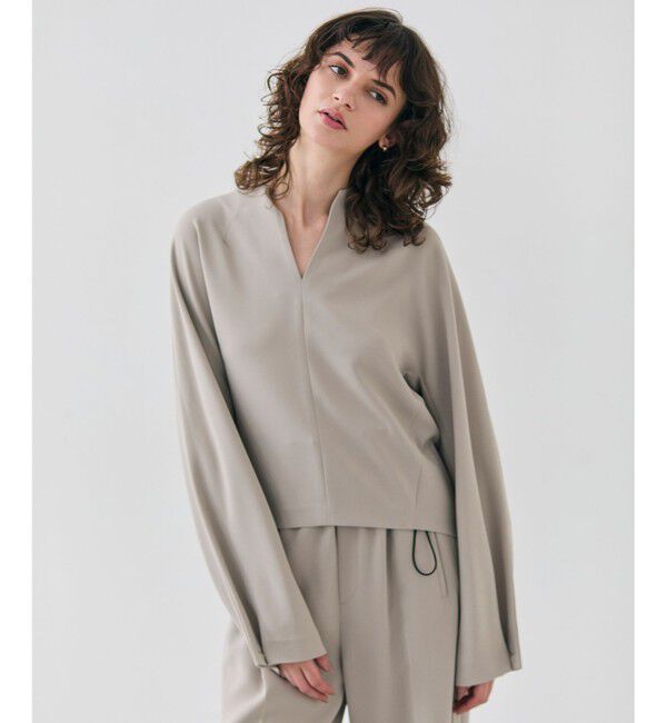 BEIGE,「【洗える】RUE / スリットネックフォルムブラウス」|シャツ・ブラウス|Taupe