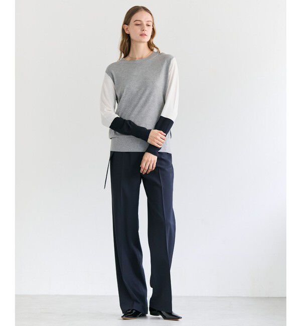 BEIGE,「CHLOR / ウールシルク配色クルーネックニット」|ニット・セーター|