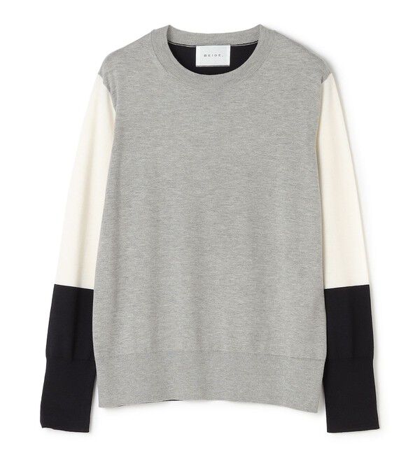 BEIGE,「CHLOR / ウールシルク配色クルーネックニット」|ニット・セーター|