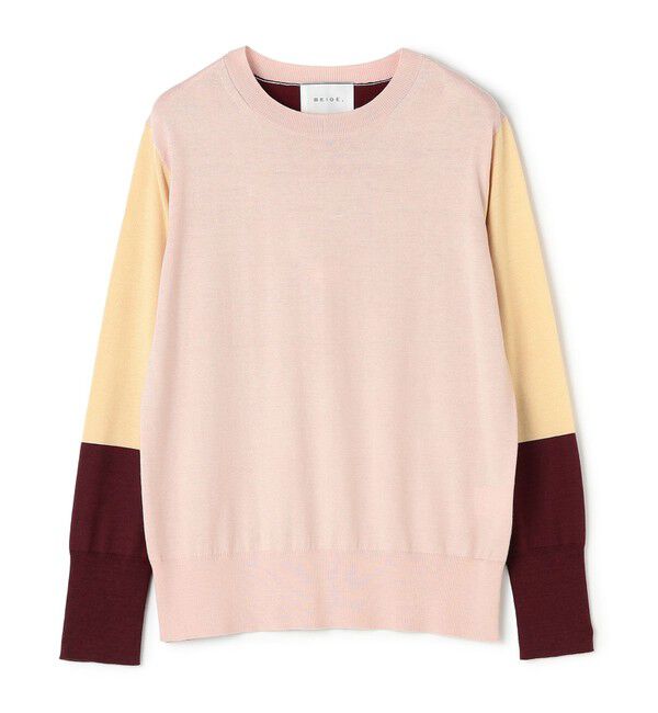 BEIGE,「CHLOR / ウールシルク配色クルーネックニット」|ニット・セーター|