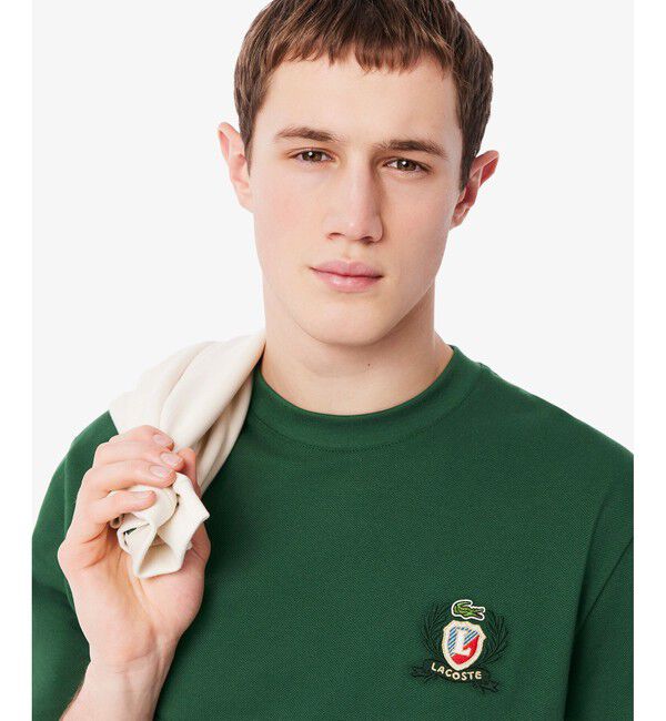 LACOSTE「フロントボーダーパネル鹿の子Tシャツ」|Tシャツ・カットソー|