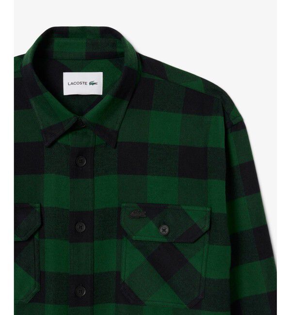 LACOSTE「オーバーサイズドコットンプレイド フランネルチェックシャツ」|シャツ・ブラウス|
