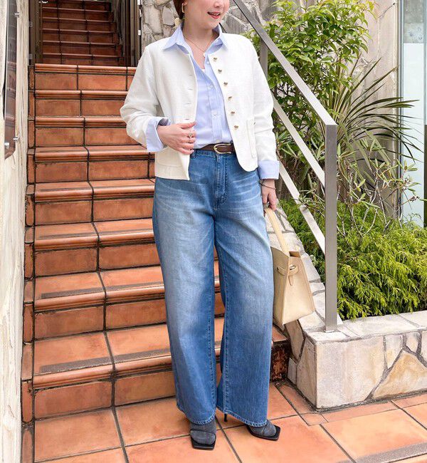 NOLLEY'S sophi「ウォッシャブルラッセルリングカーデジャケット」|ノーカラージャケット|