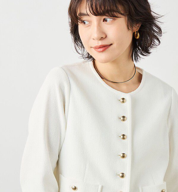 NOLLEY'S sophi「ウォッシャブルラッセルリングカーデジャケット」|ノーカラージャケット|