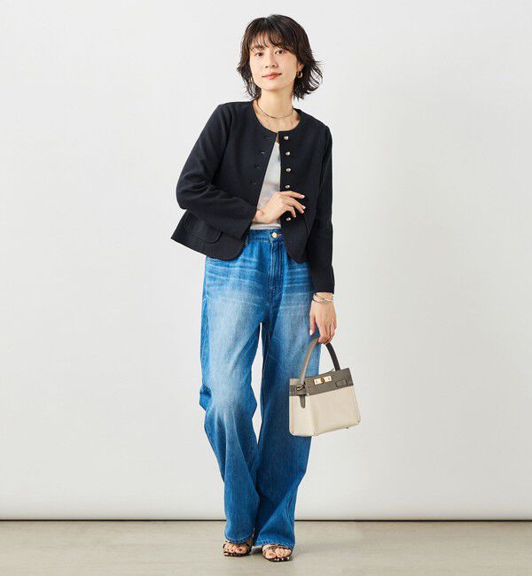 NOLLEY'S sophi「ウォッシャブルラッセルリングカーデジャケット」|ノーカラージャケット|