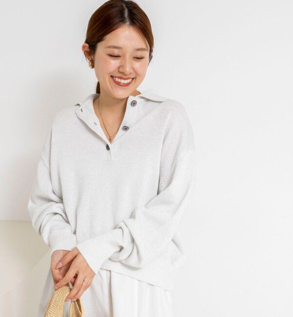 NOLLEY'S「《手洗い可能》ギマコットンポロ襟プルオーバー」|ニット・セーター|