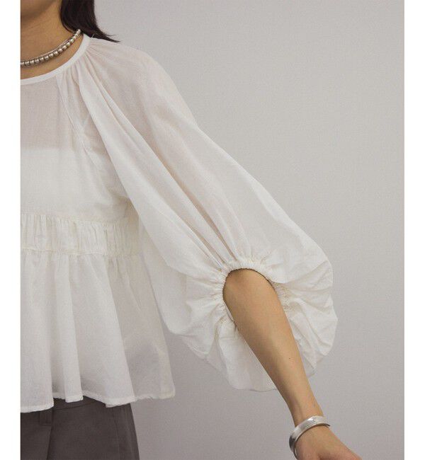 SALON adam et rope'「【WEB限定】ハーフスリーブギャザーブラウス［カディコットン］」|シャツ・ブラウス|