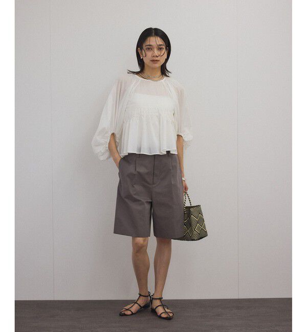 SALON adam et rope'「【WEB限定】ハーフスリーブギャザーブラウス［カディコットン］」|シャツ・ブラウス|