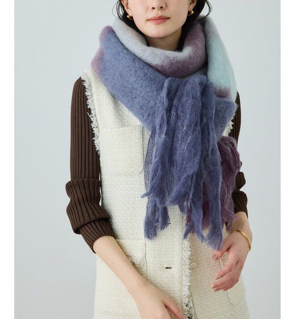 ROPE「【MANTAS EZCARAY(マンタス エスカライ)】 VIEWS MOHAIR STOLE (REF. NIGHT 1-B)」|ストール|ネイビー系(42)