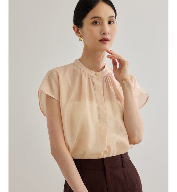 ROPE「【洗える】キュプラシルク フレンチスリーブブラウス」|シャツ・ブラウス|