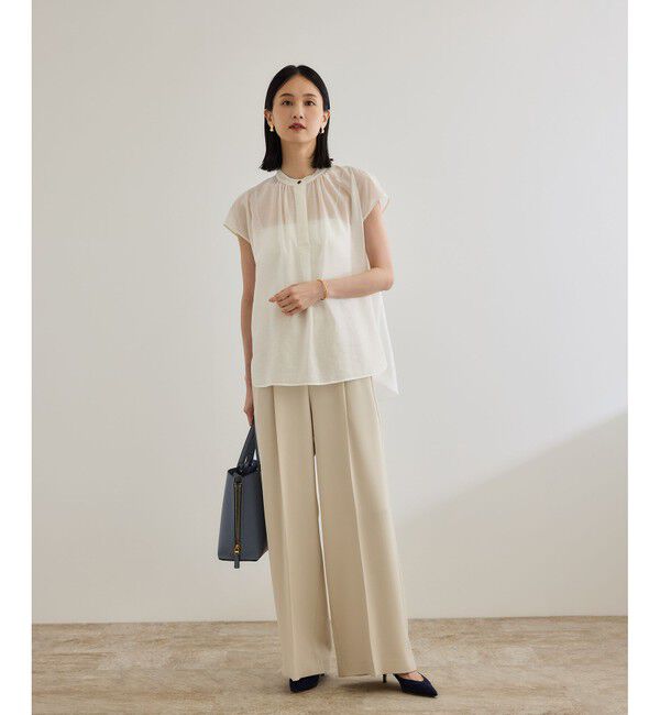 ROPE「【洗える】キュプラシルク フレンチスリーブブラウス」|シャツ・ブラウス|