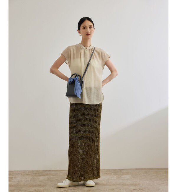 ROPE「【洗える】キュプラシルク フレンチスリーブブラウス」|シャツ・ブラウス|