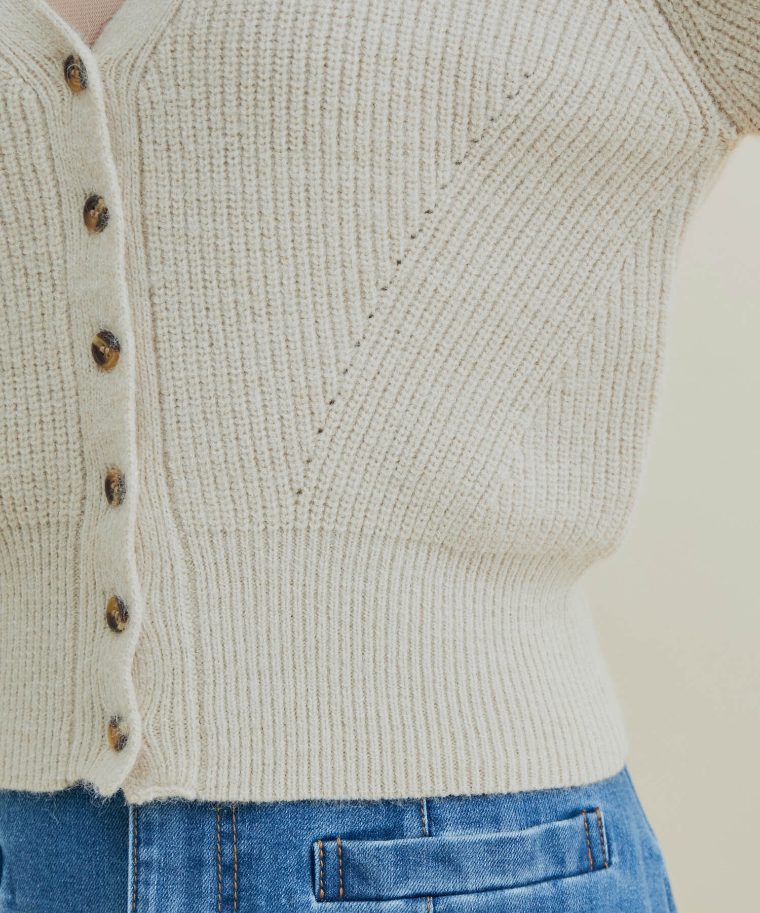 VIS「パワショルボリュームスリーブ片畦Vネックカーディガン」|カーディガン|