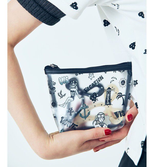 VIS「【Chocomoo】VIS別注イラストクリアポーチ」|ポーチ|ブラック(01)