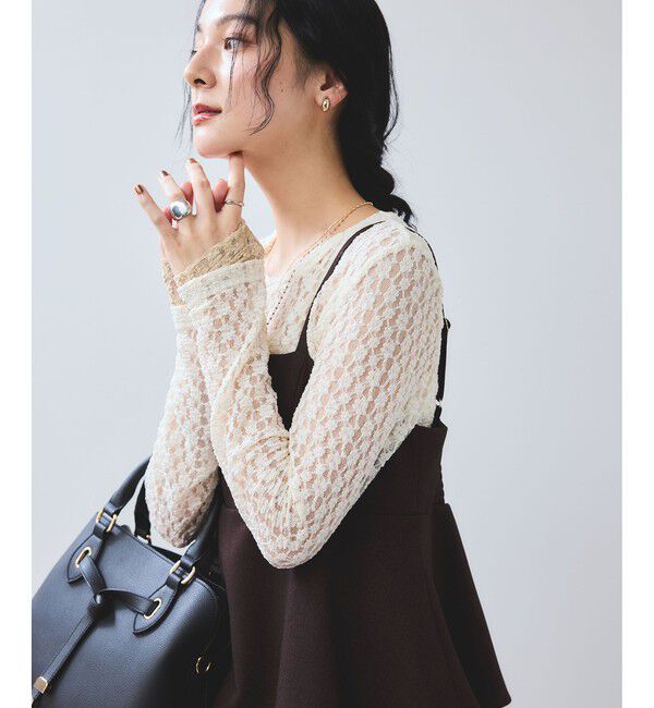 VIS「【WEB/一部店舗限定】レース配色プルオーバー」|Tシャツ・カットソー|