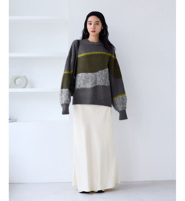 VIS「【WEB限定】グラデーションインターシャ起毛ニット」|ニット・セーター|