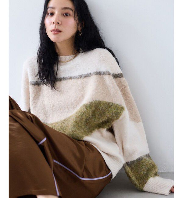 VIS「【WEB限定】グラデーションインターシャ起毛ニット」|ニット・セーター|