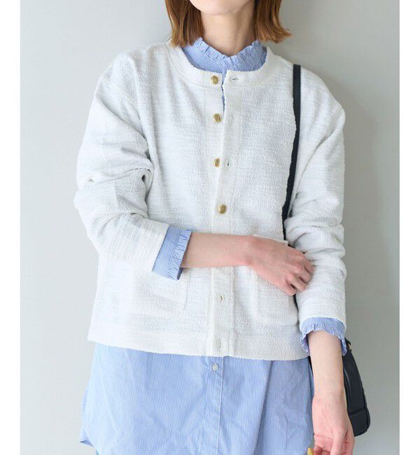 Rope&rsquo;Picnic「カットツイードメタル釦カーディガン」|カーディガン|ホワイト(10)