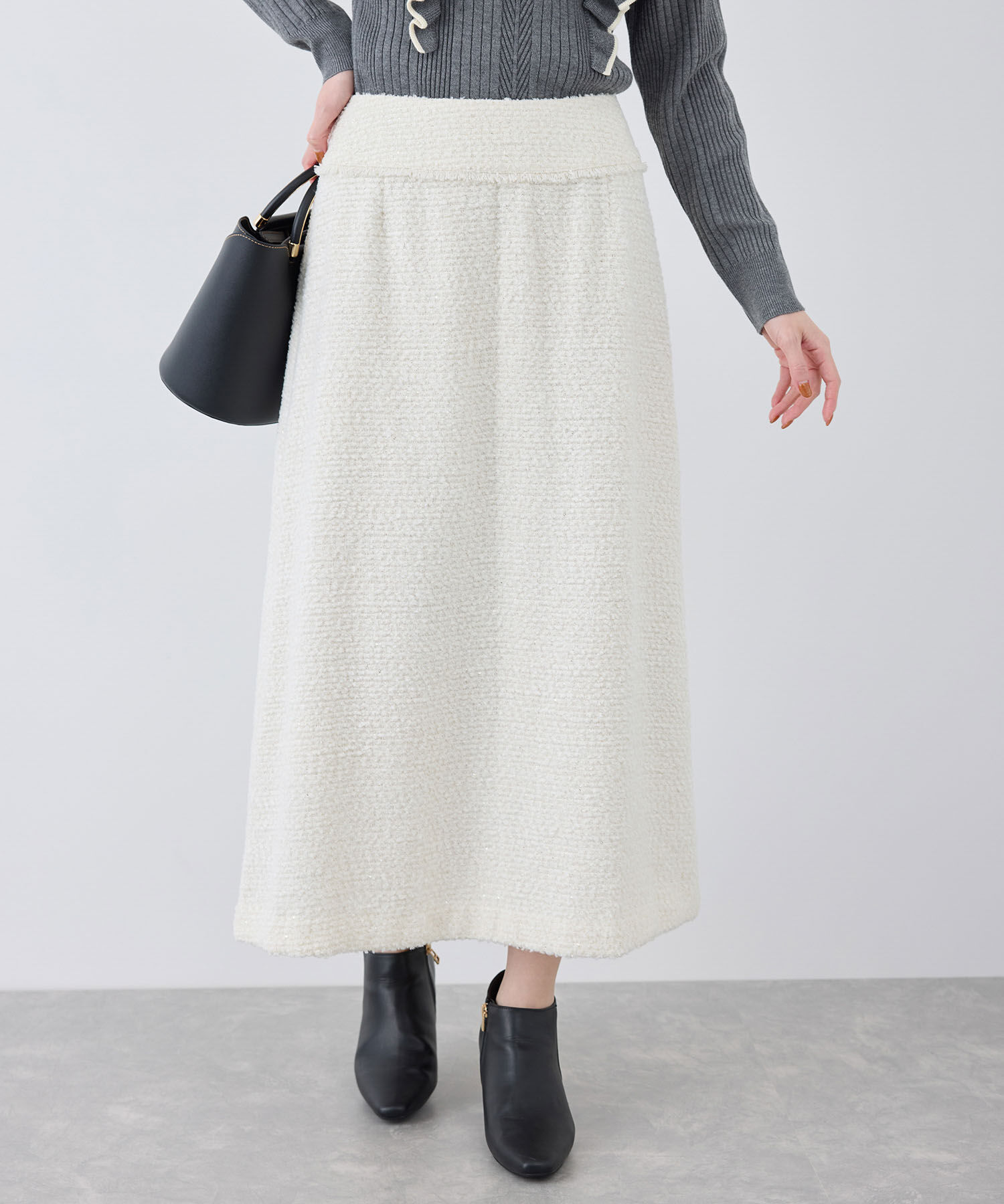 Rope&rsquo;Picnic「スパンコールツイードスカート」|スカート|オフホワイト(15)