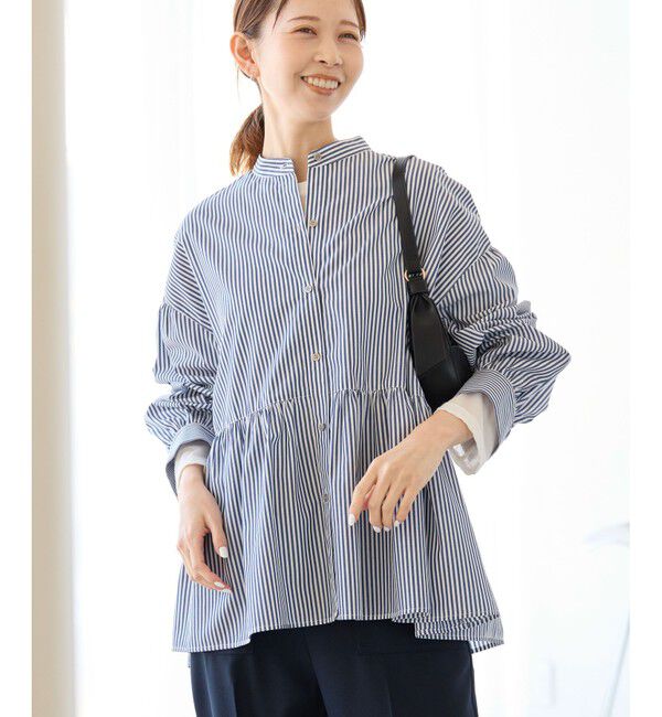 Rope&rsquo;Picnic「【花粉ガード・防シワ】ギャザーシャツブラウス」|シャツ・ブラウス|