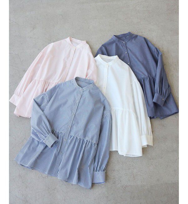 Rope&rsquo;Picnic「【花粉ガード・防シワ】ギャザーシャツブラウス」|シャツ・ブラウス|