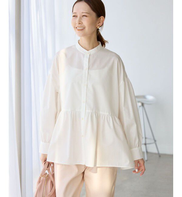 Rope&rsquo;Picnic「【花粉ガード・防シワ】ギャザーシャツブラウス」|シャツ・ブラウス|