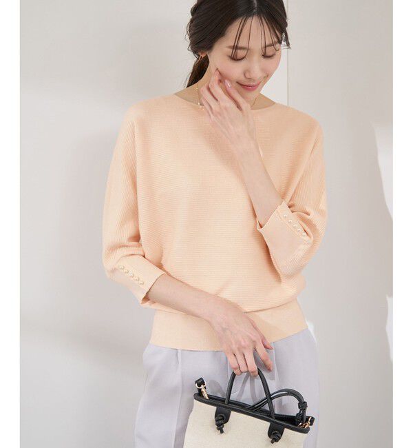 Rope&rsquo;Picnic「アンジェリーナ7分袖パールドルマンニット」|ニット・セーター|