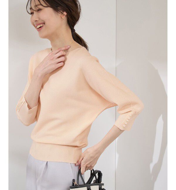 Rope&rsquo;Picnic「アンジェリーナ7分袖パールドルマンニット」|ニット・セーター|