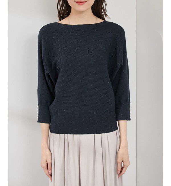 Rope&rsquo;Picnic「アンジェリーナ7分袖パールドルマンニット」|ニット・セーター|