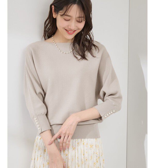 Rope&rsquo;Picnic「アンジェリーナ7分袖パールドルマンニット」|ニット・セーター|