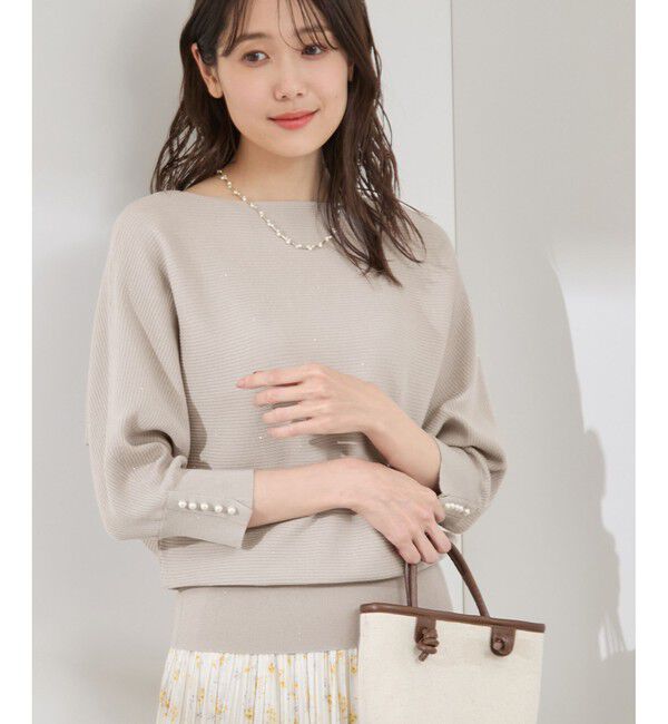 Rope&rsquo;Picnic「アンジェリーナ7分袖パールドルマンニット」|ニット・セーター|