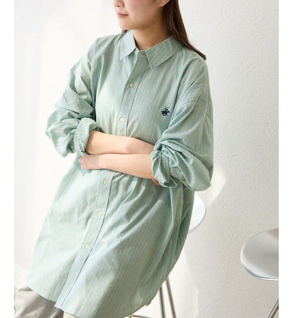 Rope&rsquo;Picnic「【BEVERLY HILLS POLO CLUB/ビバリーヒルズポロクラブ】BIGシャツ」|シャツ・ブラウス|ダークグリーン