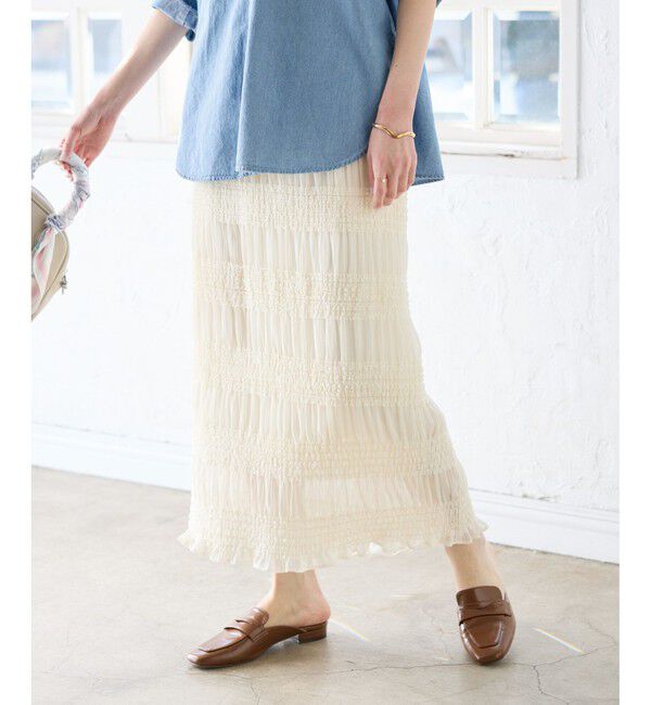 Rope&rsquo;Picnic「フリルギャザーロングスカート」|スカート|