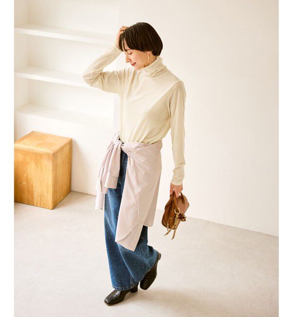 Rope&rsquo;Picnic「シアートリコットベロアタートルトップス」|Tシャツ・カットソー|