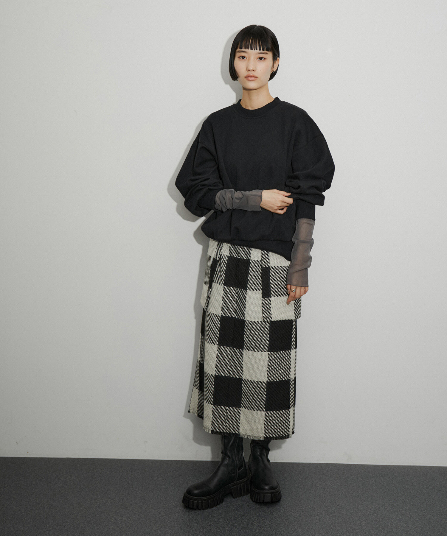 ADAM ET ROPE'「【サステナブル】エアリーシアーカフスカットソー」|Tシャツ・カットソー|