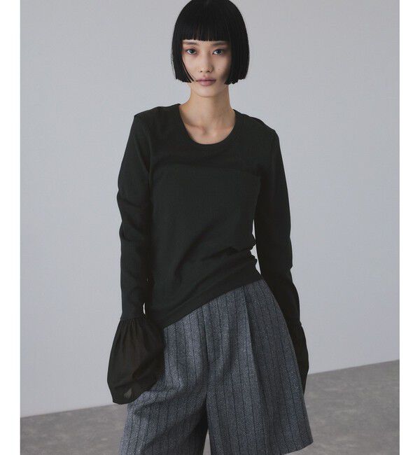 ADAM ET ROPE'「カフスフレアーリブプルオーバー」|Tシャツ・カットソー|ブラック(01)