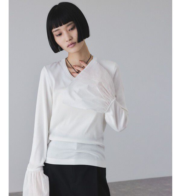 ADAM ET ROPE'「カフスフレアーリブプルオーバー」|Tシャツ・カットソー|ホワイト(10)