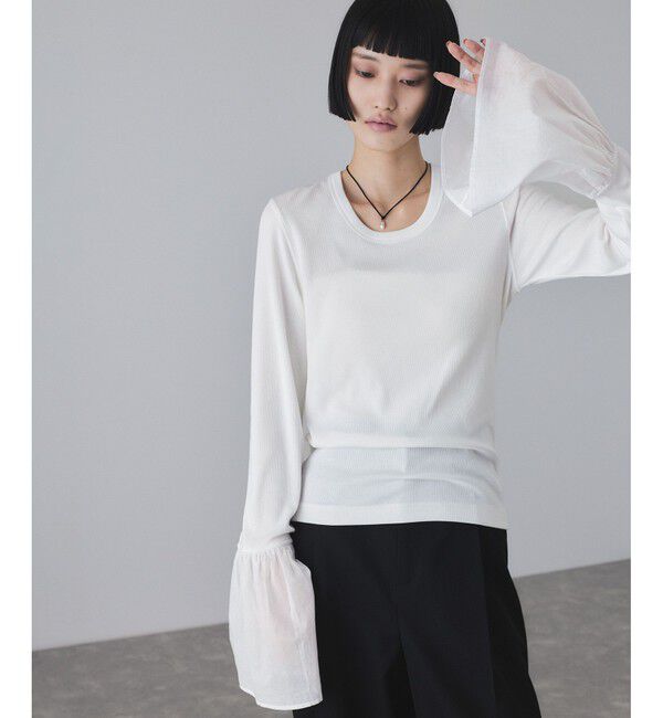 ADAM ET ROPE'「カフスフレアーリブプルオーバー」|Tシャツ・カットソー|