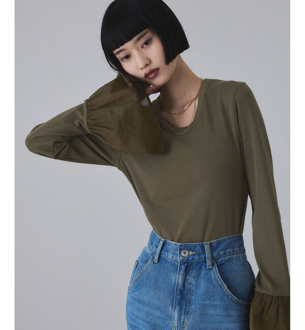 ADAM ET ROPE'「カフスフレアーリブプルオーバー」|Tシャツ・カットソー|